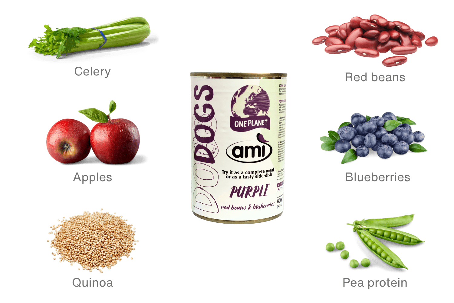 Ami Purple - Red Beans & Blueberries - Moist Food for Dogs