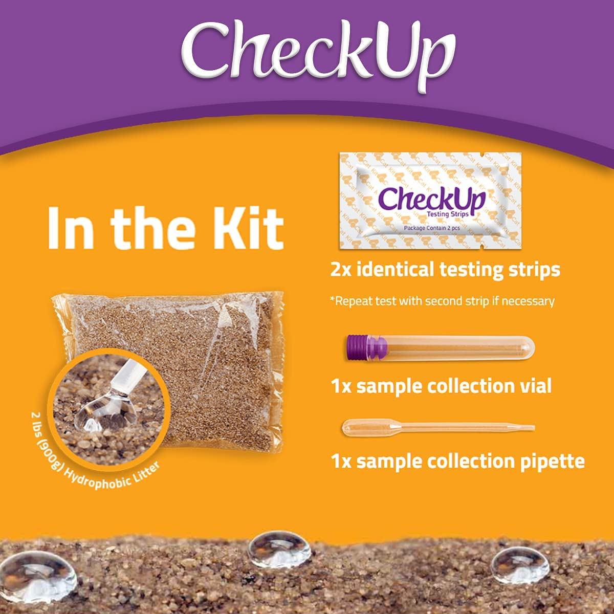 CheckUp Kit for Cats - Health Monitoring Kit with pH Test Strips and Non-Absorbing Litter