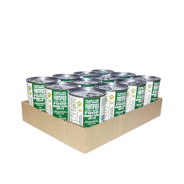 Gourmet Extra Life (Green) CAT & DOG Moist Food - 369 g / 12 cans - with Organic Ingredients