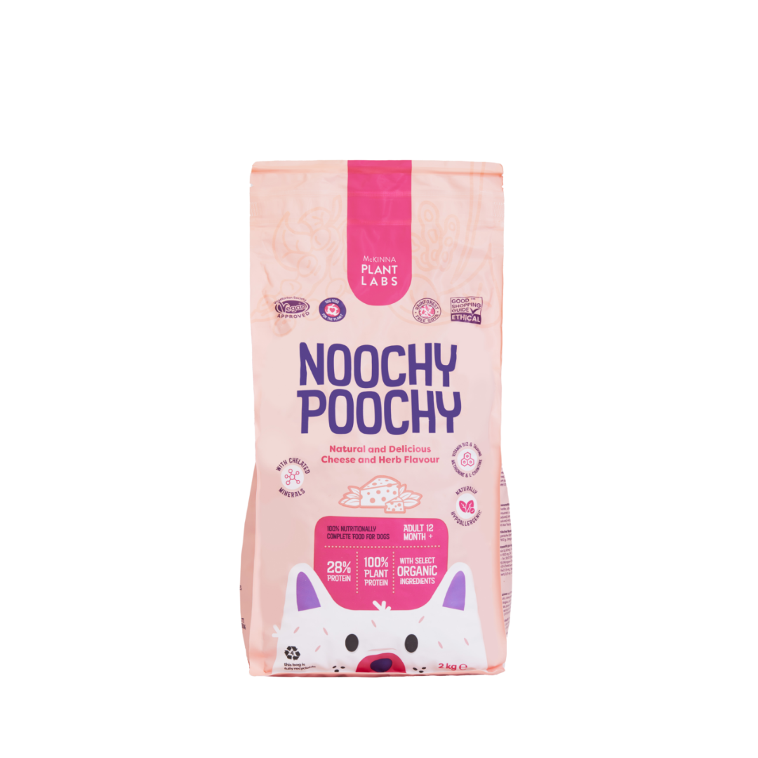 Noochy Poochy 2kg - natural plant-based food for adult dogs with cheese and herb flavor in Canada