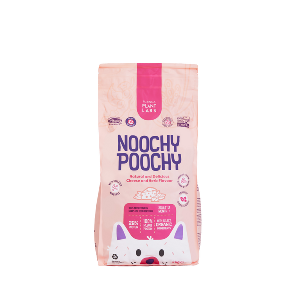 Noochy Poochy 2kg - natural plant-based food for adult dogs with cheese and herb flavor in Canada