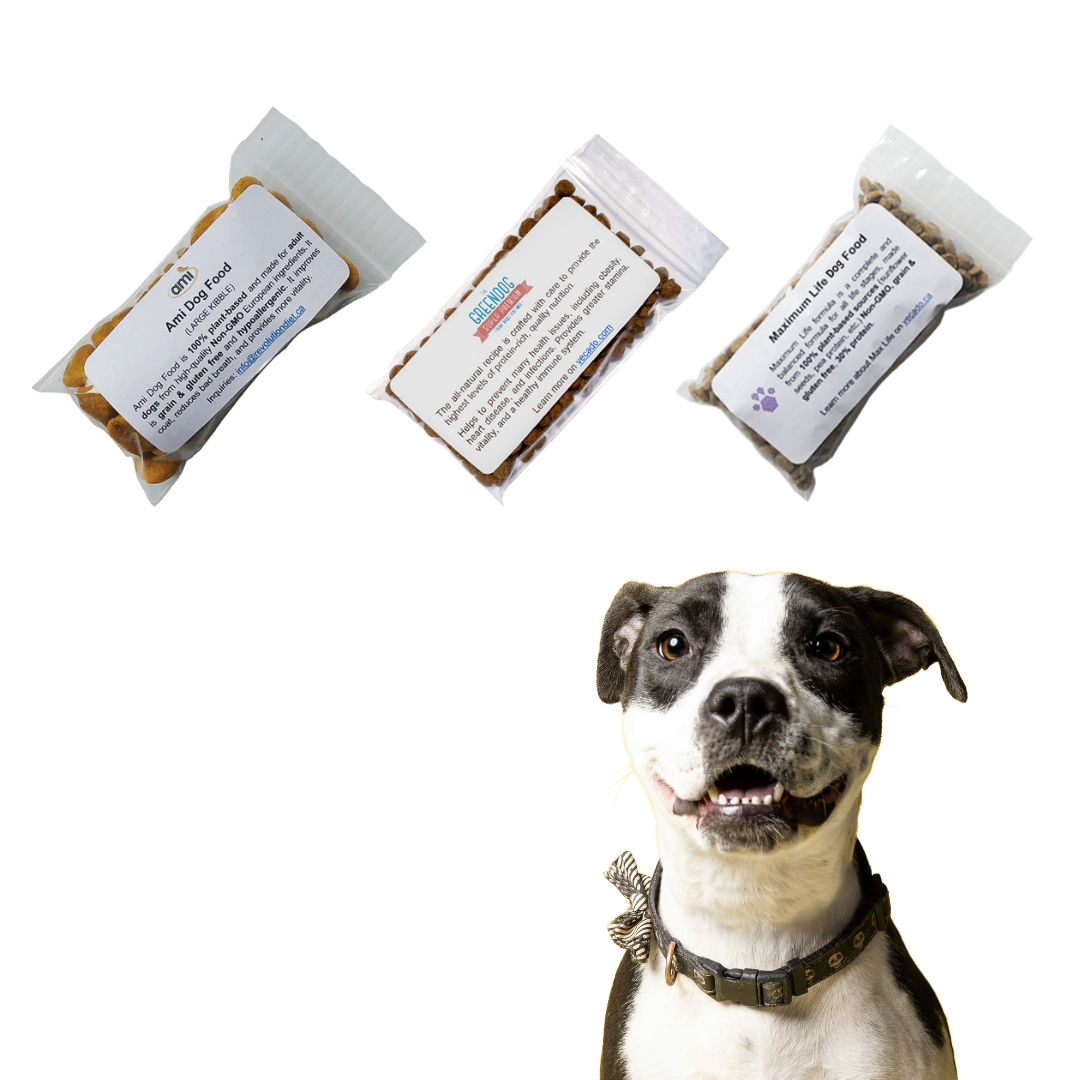 3 types of vegan plant-based food for dogs in Trio Sample Pack